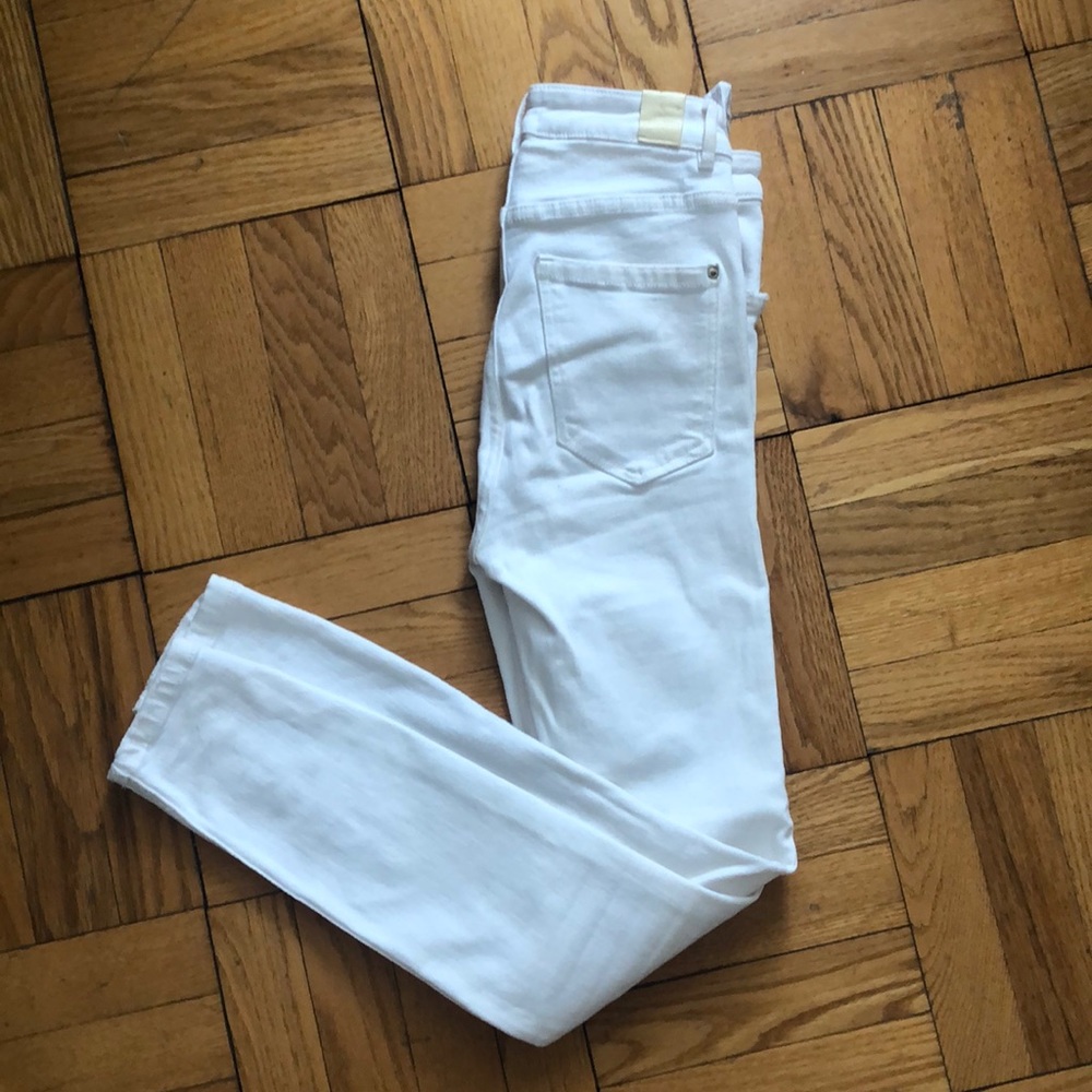 High waisted white jeans